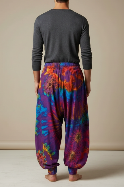 Pantalon Jupe Harem Tie-Dye Ample Coloré Homme - Multicolore Coton - vue 2