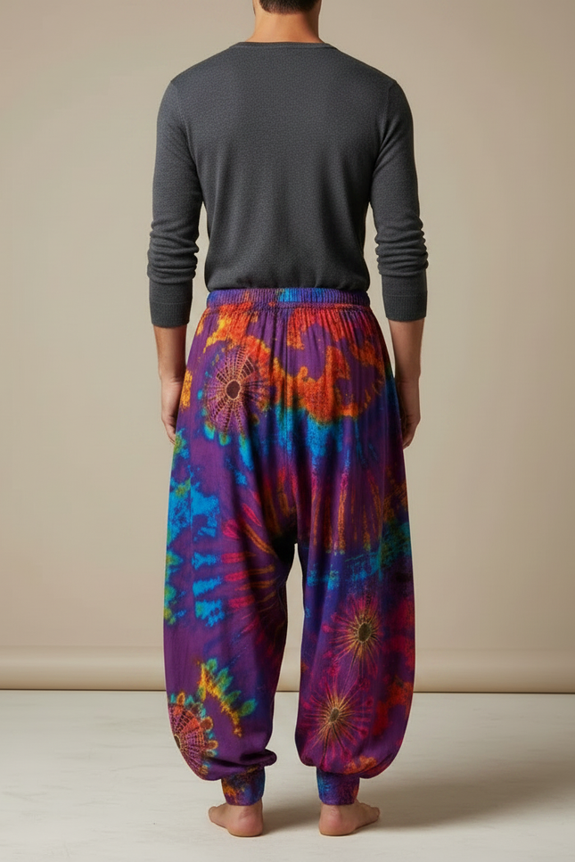 Pantalon Jupe Harem Tie-Dye Ample Coloré Homme - Multicolore Coton - vue 2