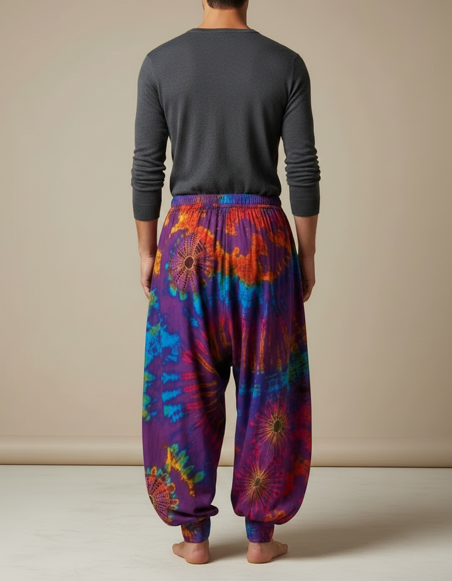 Pantalon Jupe Harem Tie-Dye Ample Coloré Homme - Multicolore Coton - vue 2