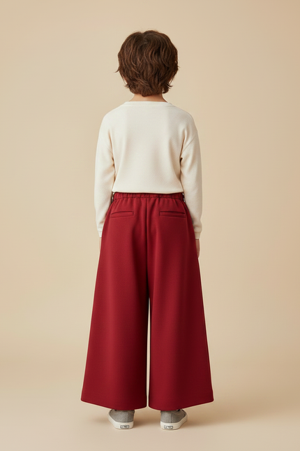Pantalon Jupe Culotte Rouge - Molleton - vue 2