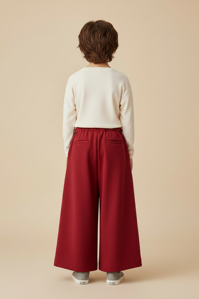 Pantalon Jupe Culotte Rouge - Molleton - vue 2