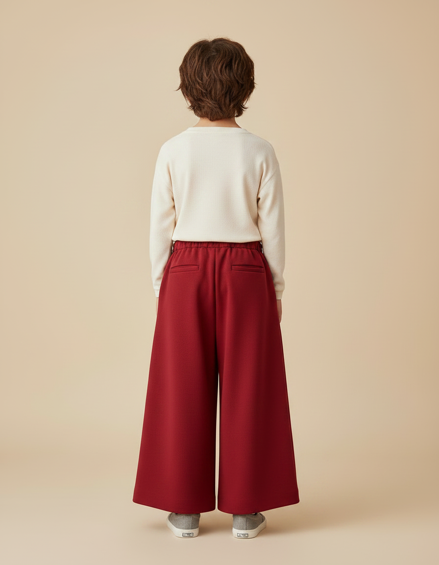 Pantalon Jupe Culotte Rouge - Molleton - vue 2