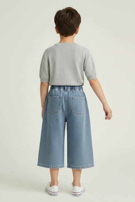 Pantalon Jupe Denim Bleu Ample Décontracté Enfant - Jean - vue 2