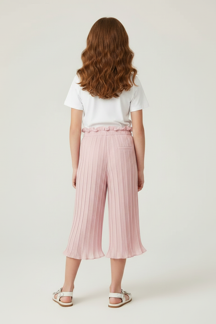 Pantalon Jupe Plissé Rose Ample Fille Décontracté - Polyester - vue 2