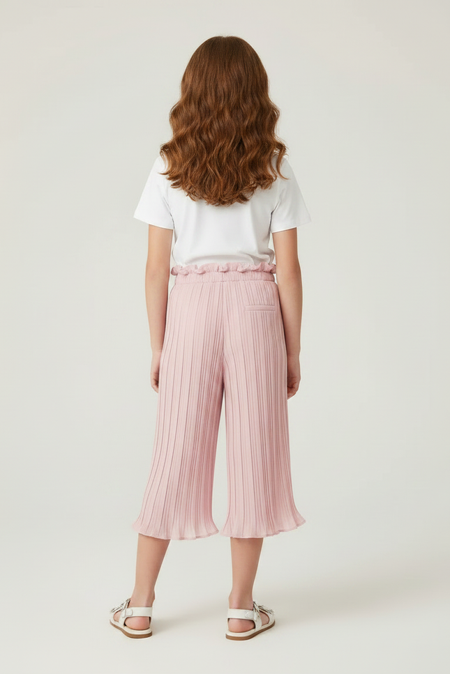 Pantalon Jupe Plissé Rose Ample Fille Décontracté - Polyester - vue 2