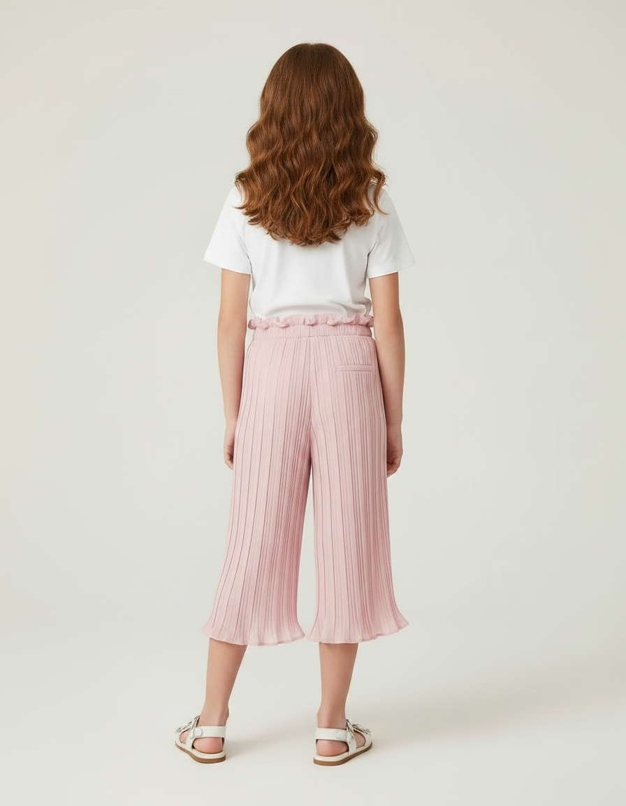 Pantalon Jupe Plissé Rose Ample Fille Décontracté - Polyester - vue 2