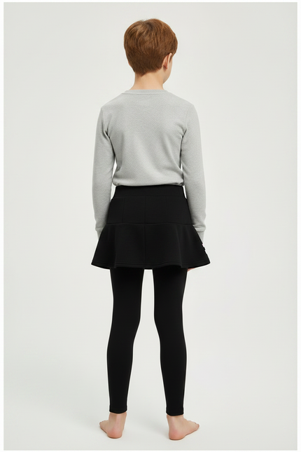 Pantalon Jupe Noir Plissé Rayé Chaud Enfant - Molleton - vue 2