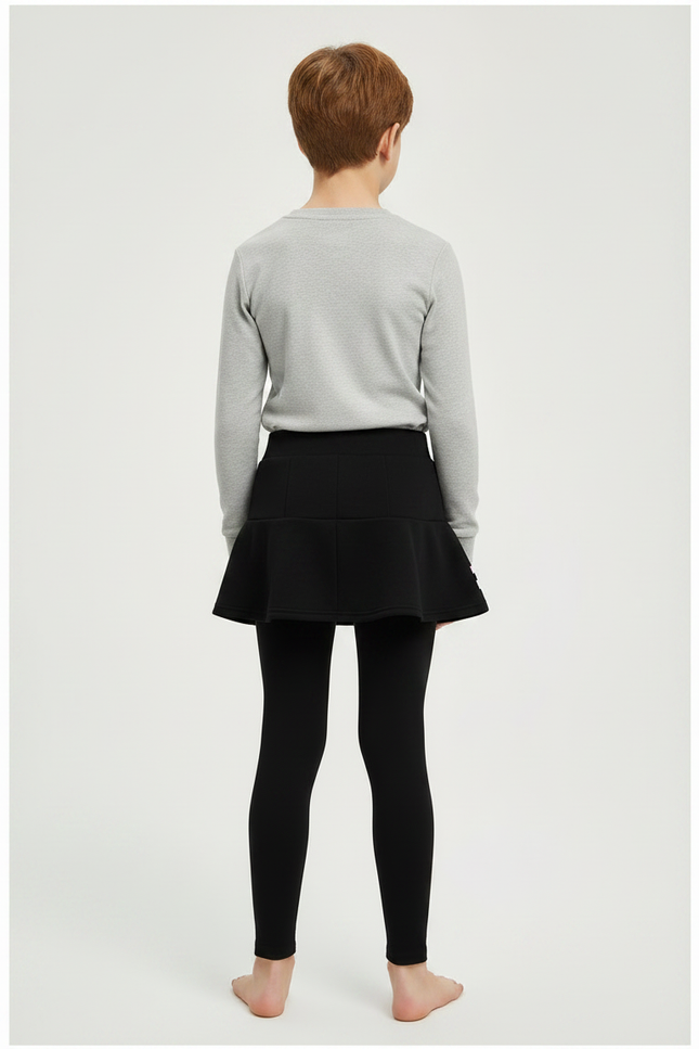 Pantalon Jupe Noir Plissé Rayé Chaud Enfant - Molleton - vue 2
