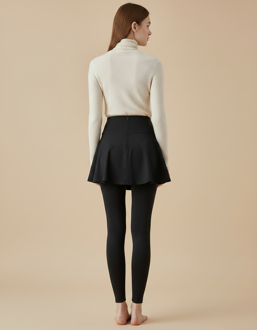 Pantalon Jupe Noir Intégré Sportif Élégant Uni - Polyester - vue 2