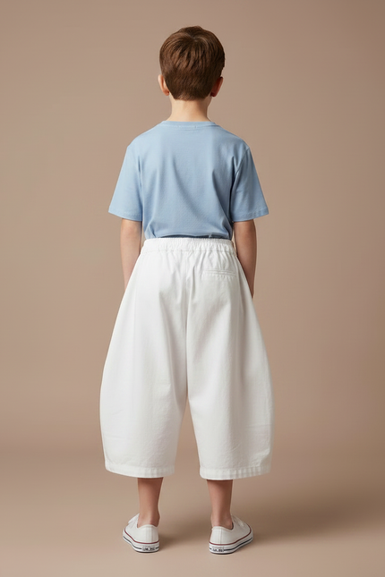 Pantalon Jupe Blanc Ample Coton Élastique Enfant - vue 2