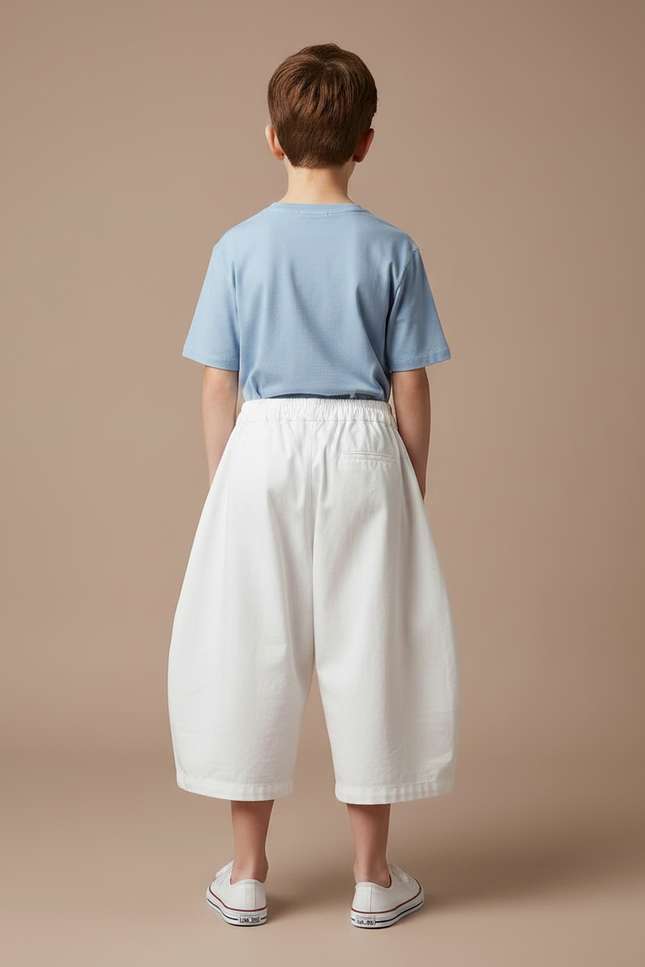 Pantalon Jupe Blanc Ample Coton Élastique Enfant - vue 2