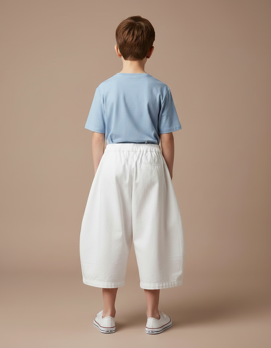 Pantalon Jupe Blanc Ample Coton Élastique Enfant - vue 2