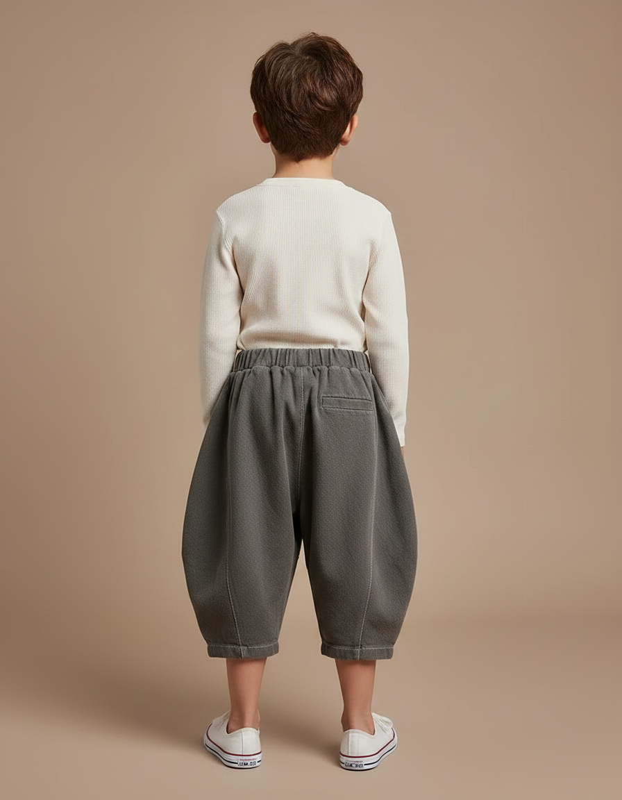 Pantalon Jupe Harem Gris Ample Coton Enfant - Molleton - vue 2
