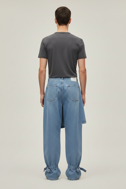 Pantalon Jupe Jean Bleu Cargo Ample Déstructuré - vue 2