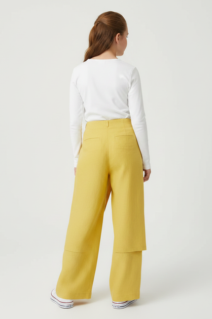 Pantalon Jupe Jaune Lin Ample Superposé Fille - vue 2