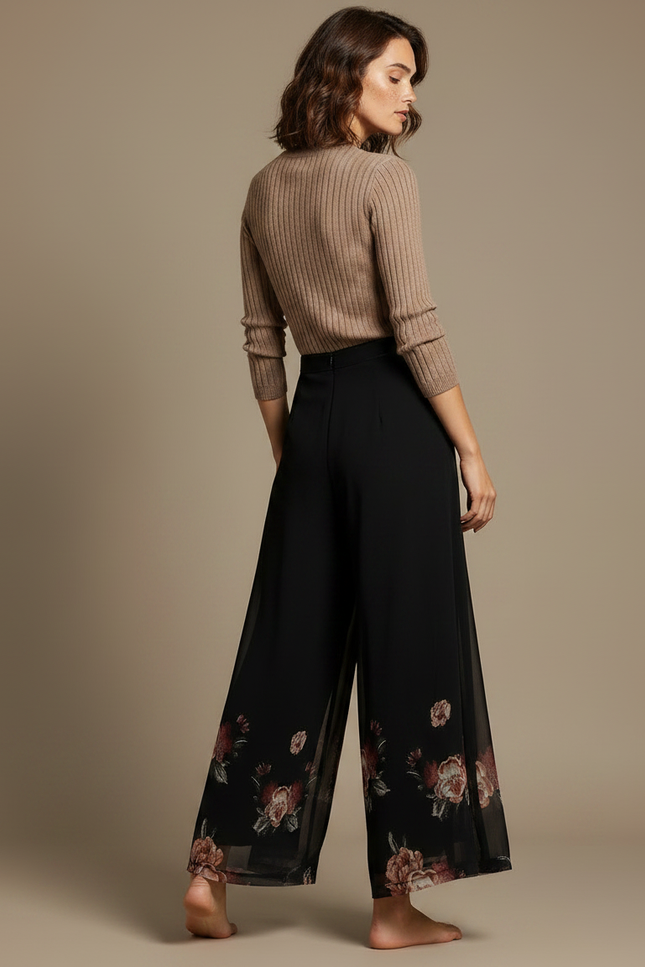 Jupe Pantalon De Soirée - Noir Soie - vue 2