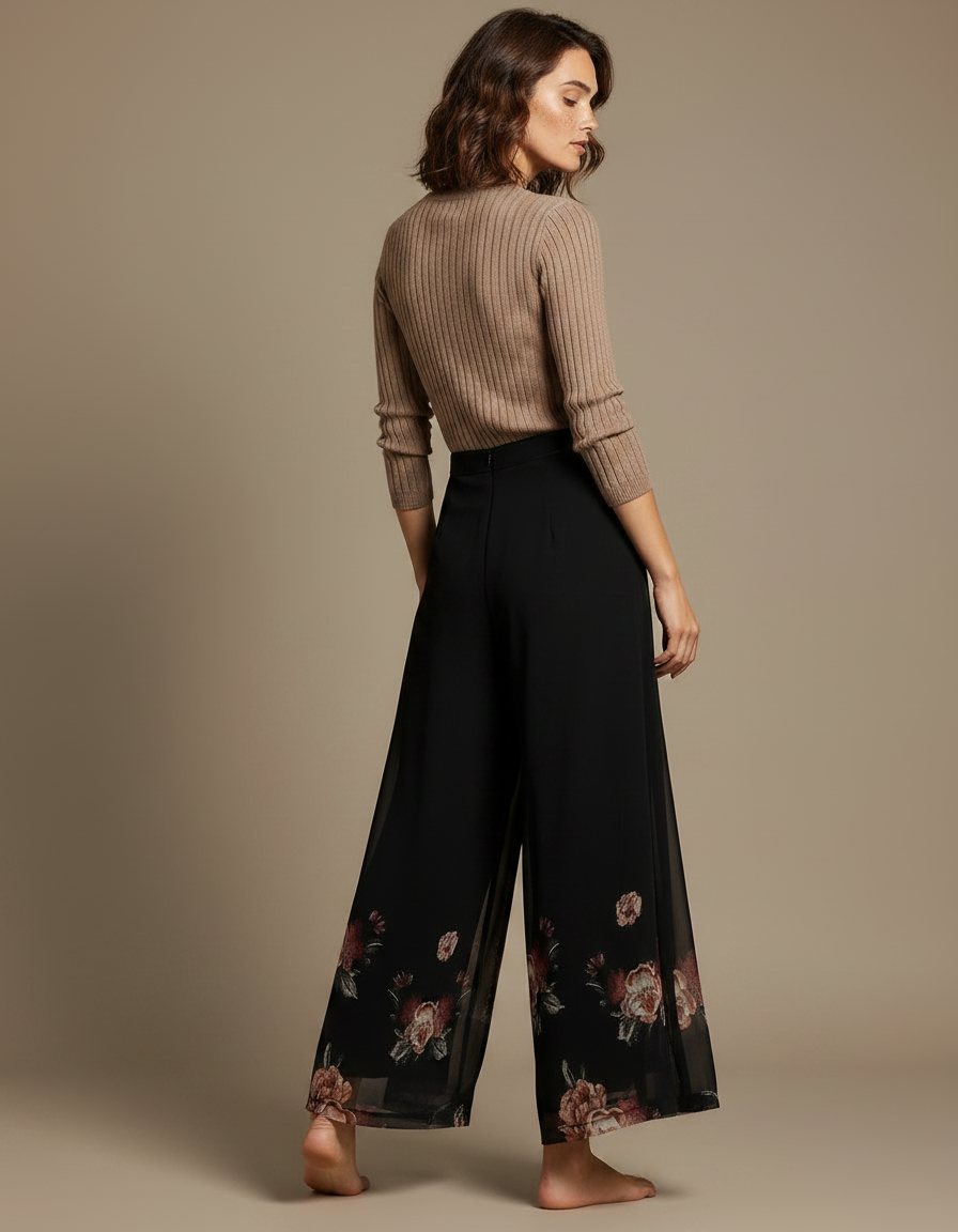 Jupe Pantalon De Soirée - Noir Soie - vue 2