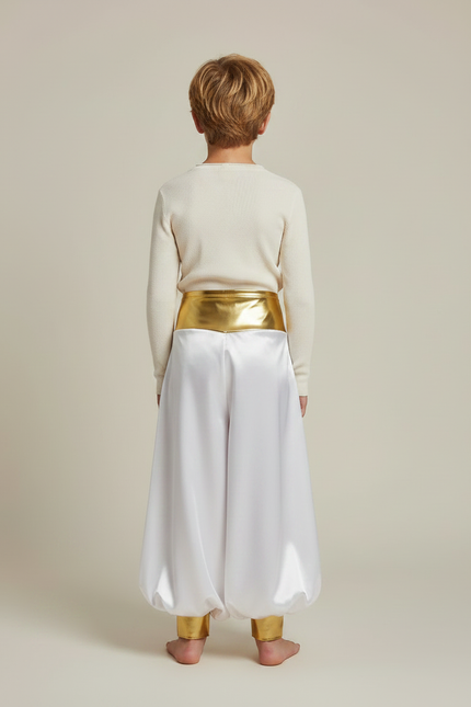 Pantalon Jupe Sarouel Blanc Satiné Doré Enfant - vue 2