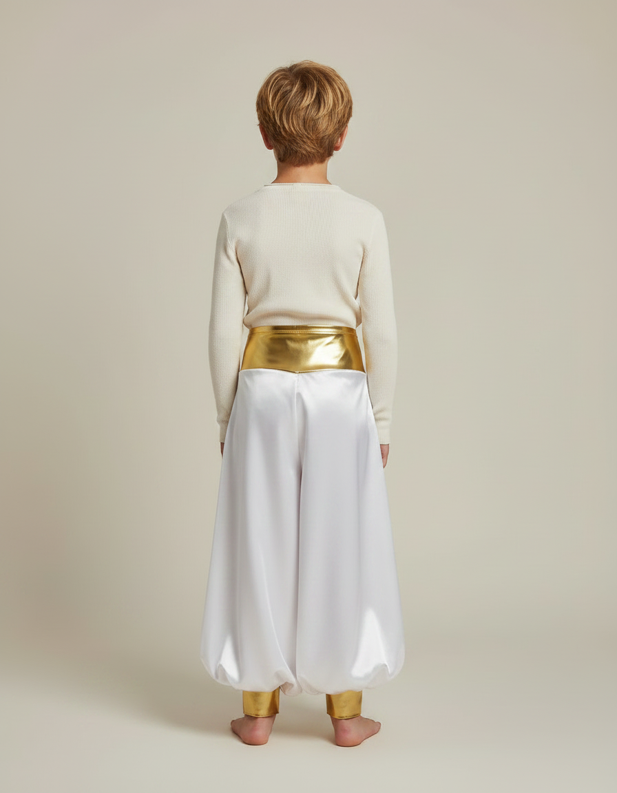 Pantalon Jupe Sarouel Blanc Satiné Doré Enfant - vue 2