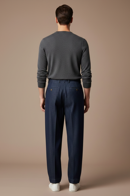Pantalon Jupe Bleu Marine Plissé Ample Homme - Jean - vue 2