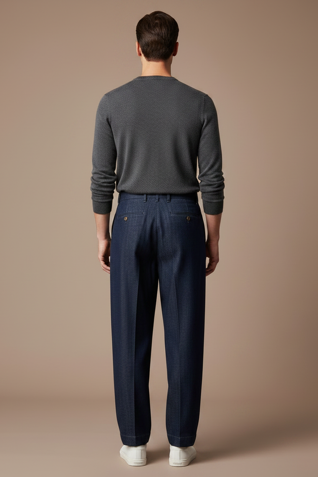 Pantalon Jupe Bleu Marine Plissé Ample Homme - Jean - vue 2