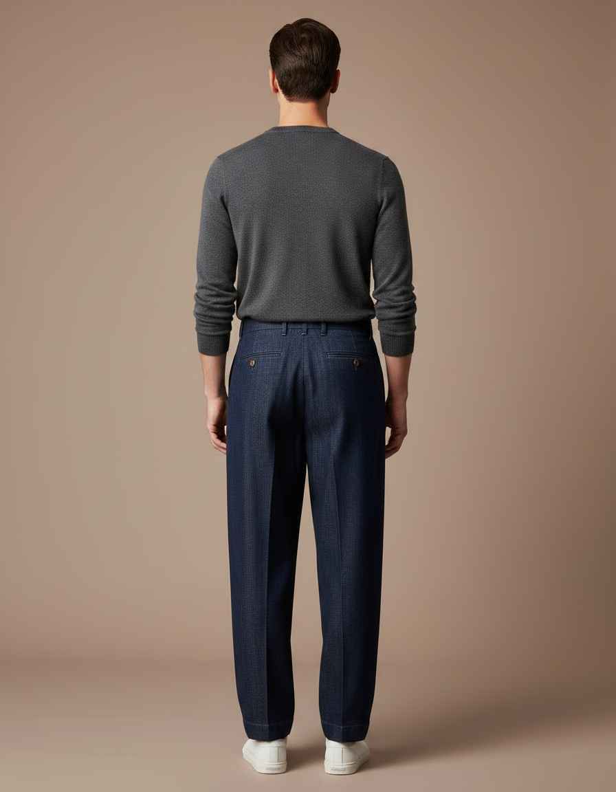 Pantalon Jupe Bleu Marine Plissé Ample Homme - Jean - vue 2