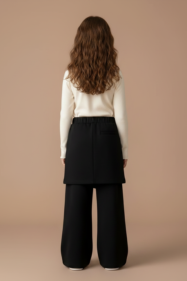 Pantalon Jupe Noir Ample Lettres Imprimées Intégrée - Molleton - vue 2