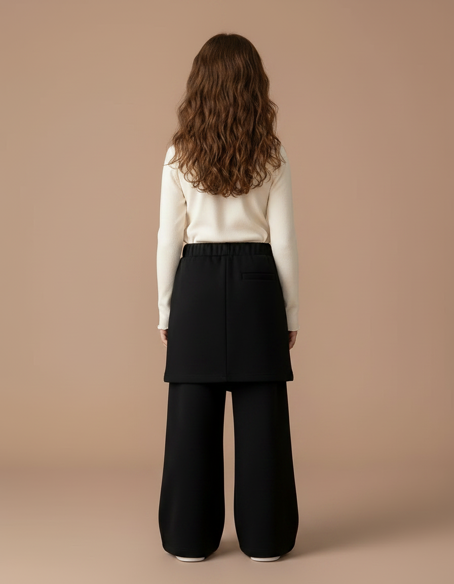 Pantalon Jupe Noir Ample Lettres Imprimées Intégrée - Molleton - vue 2