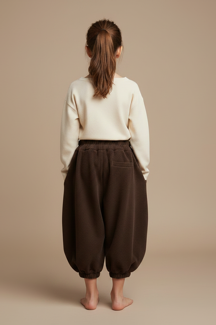 Pantalon Jupe Marron Ample Côtelé Chaud Fille - Cordé - vue 2
