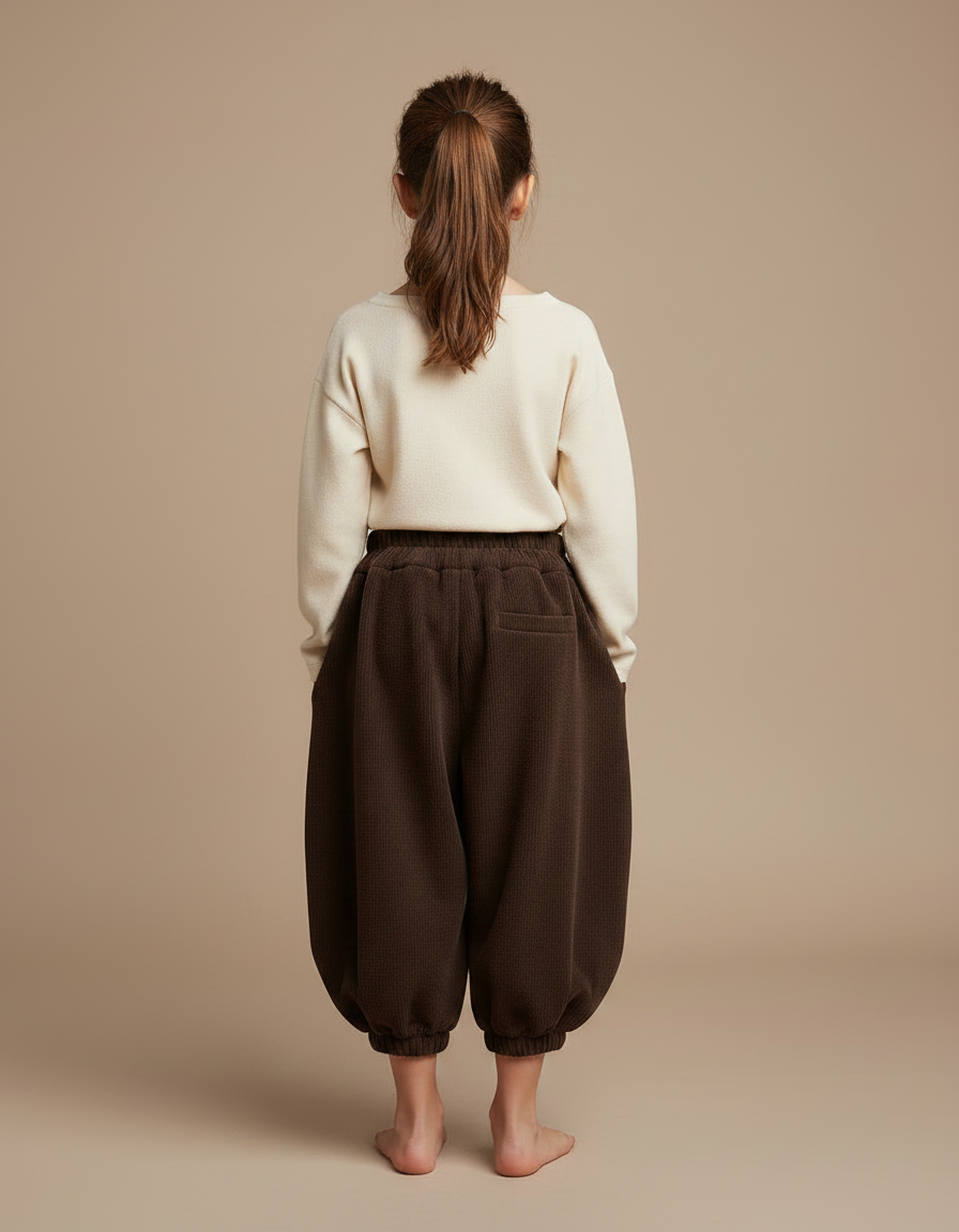 Pantalon Jupe Marron Ample Côtelé Chaud Fille - Cordé - vue 2