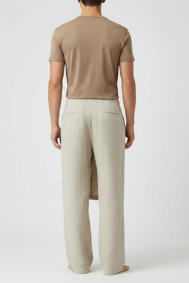 Pantalon Jupe Beige Lin Drapé Ample Homme - vue 2