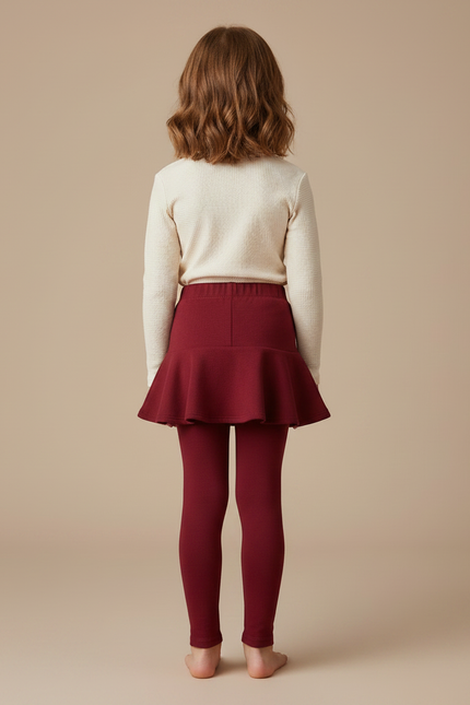 Pantalon Jupe Rouge Bordeaux Volants Enfants Hiver - Molleton - vue 2