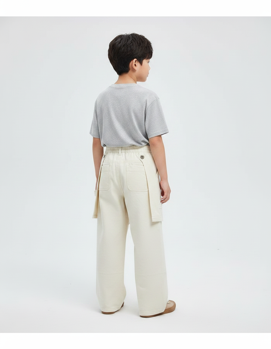Pantalon Jupe Écru Coton Ample Décontracté Enfant - Beige - vue 2