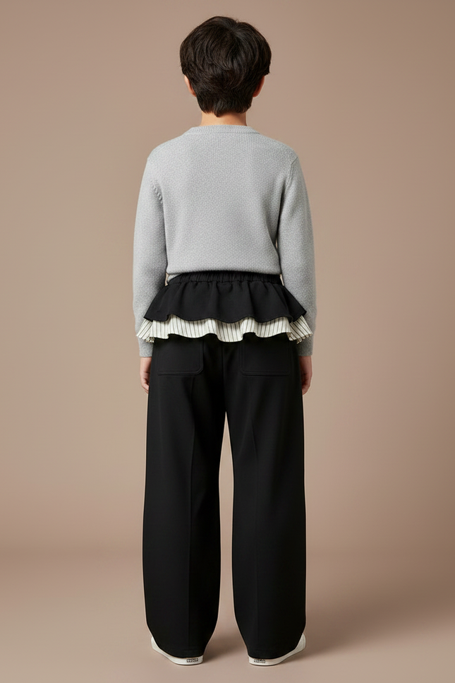 Pantalon Jupe Noir Superposé Ample Décontracté Enfant - Polyester - vue 2