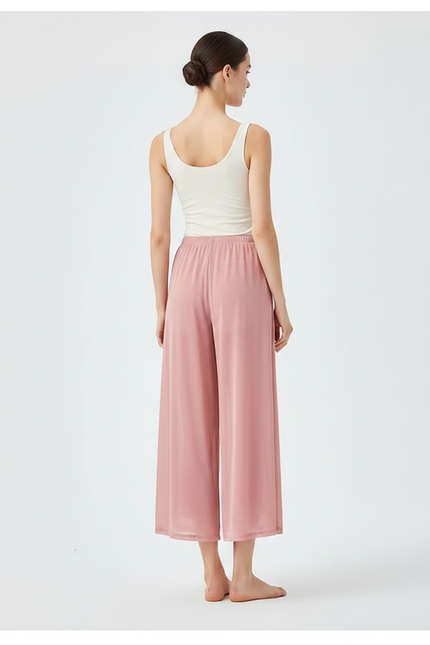 Pantalon Jupe Rose Chiffon Fluide Ample Léger - Polyester - vue 2