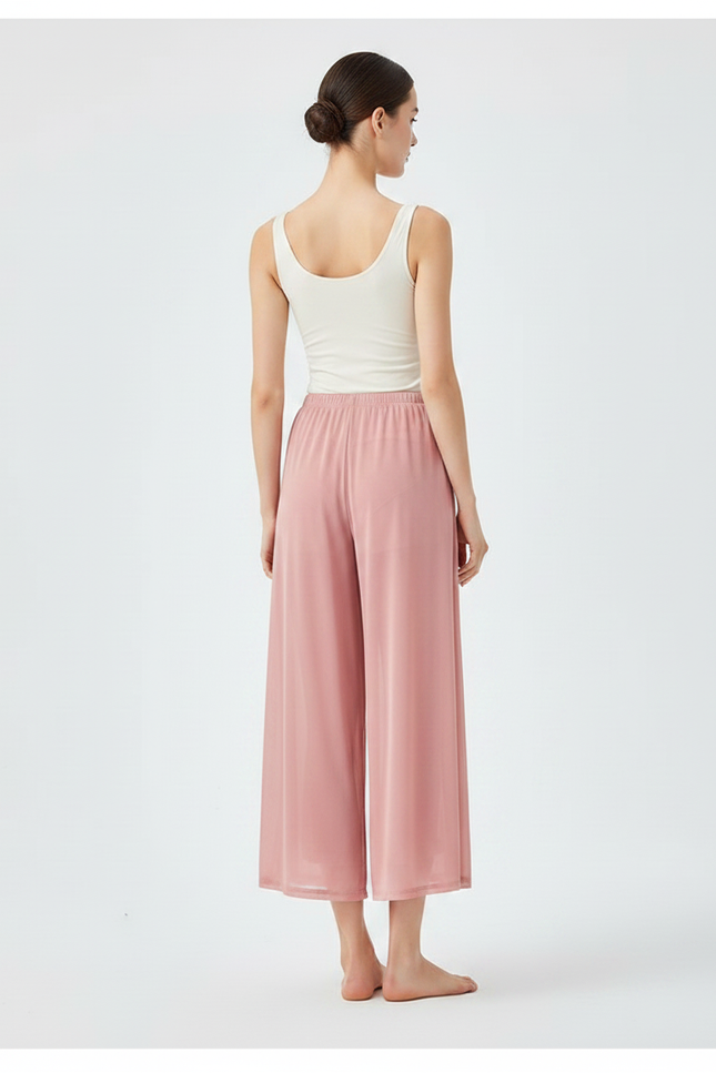 Pantalon Jupe Rose Chiffon Fluide Ample Léger - Polyester - vue 2