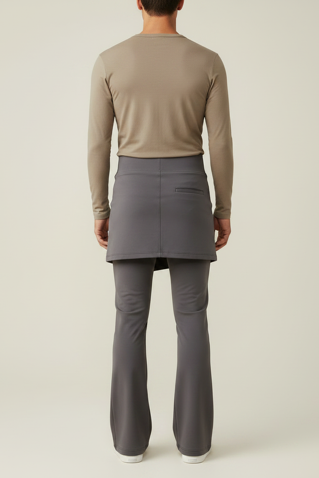 Pantalon Jupe Gris Asymétrique Ample Fluide Homme - Polyester - vue 2