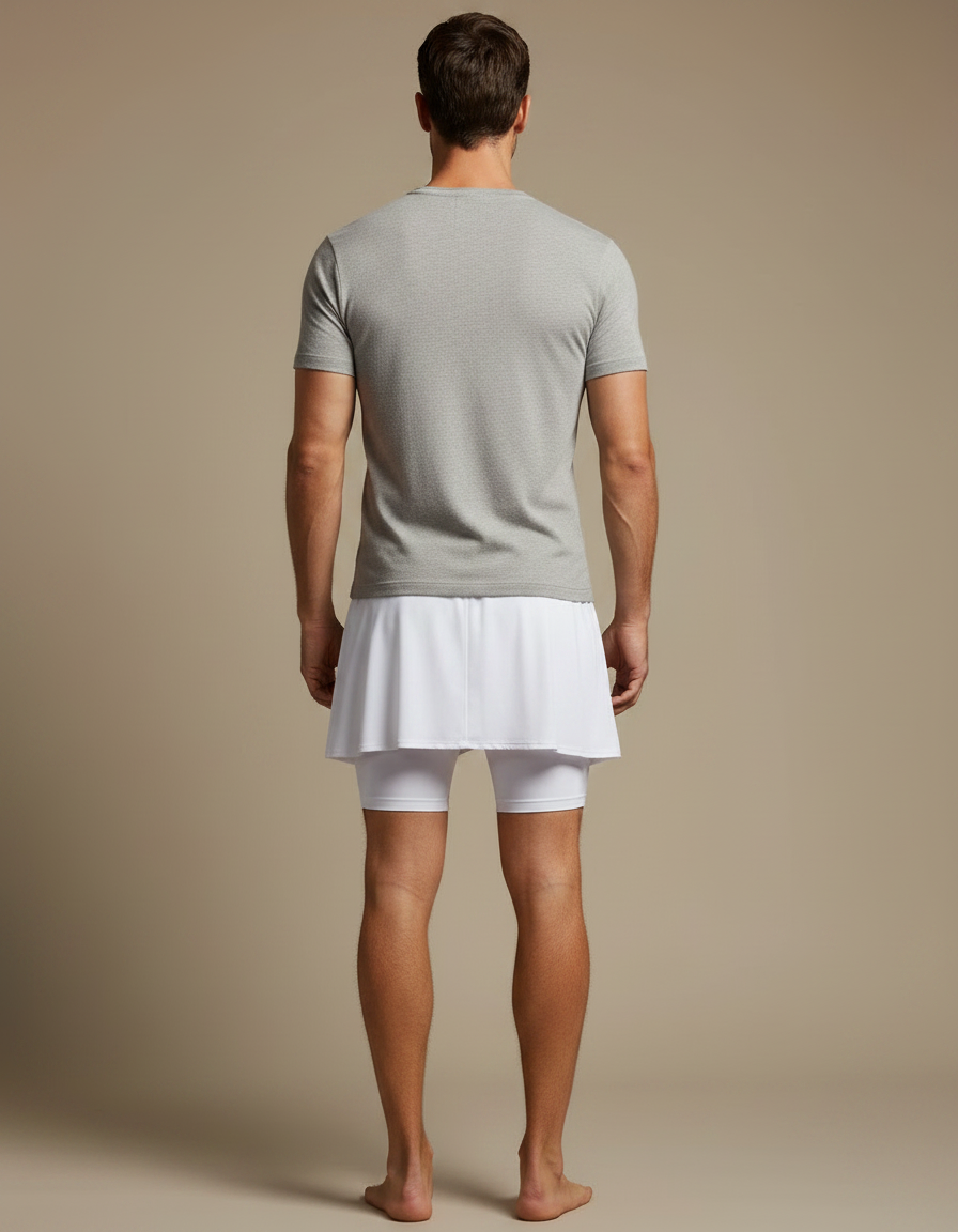 Pantalon Jupe Blanc Court Sport Homme Moderne - Polyester - vue 2