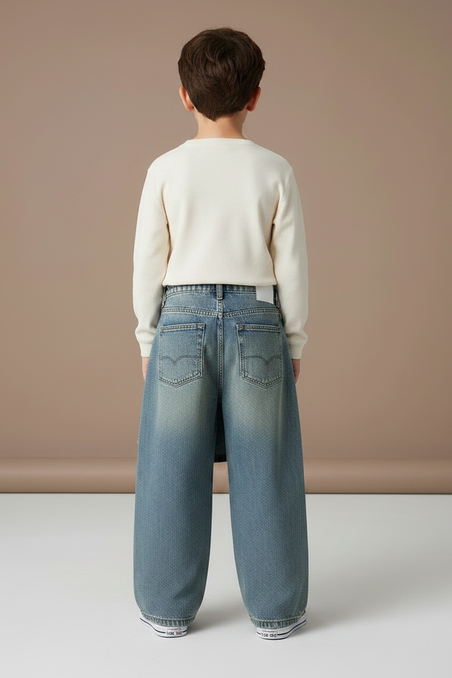 Pantalon Jupe Denim Bleu Ample Superposé Enfant - Jean - vue 2