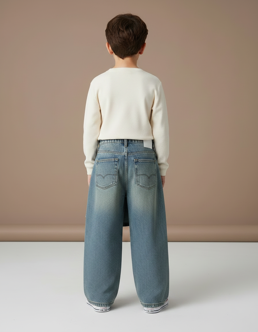 Pantalon Jupe Denim Bleu Ample Superposé Enfant - Jean - vue 2