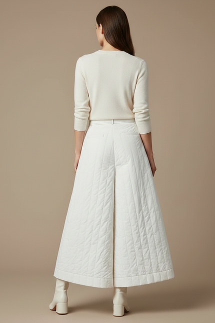 Pantalon Jupe Blanc Matelassé Ample Hiver Décontracté - Coton - vue 2