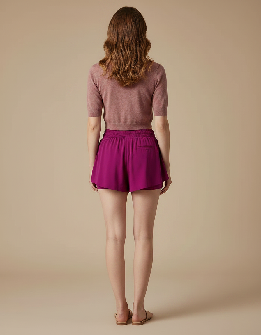 Pantalon Jupe Fuchsia Fluide Athlétique Confortable Femme - Rose Polyester - vue 2