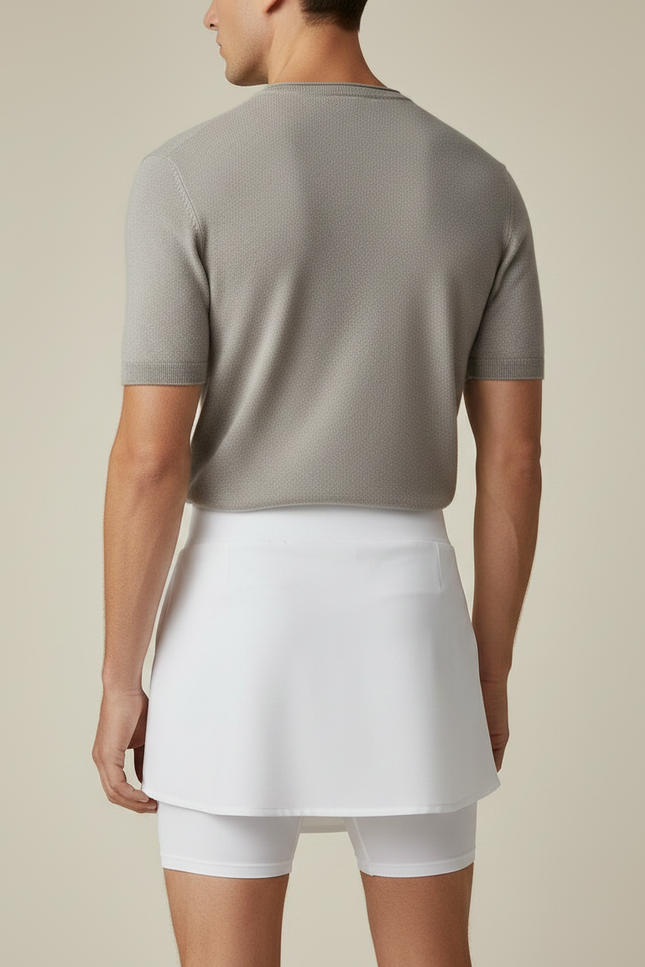 Pantalon Jupe Blanc Superposé Moulant Sportif Léger - Polyester - vue 2
