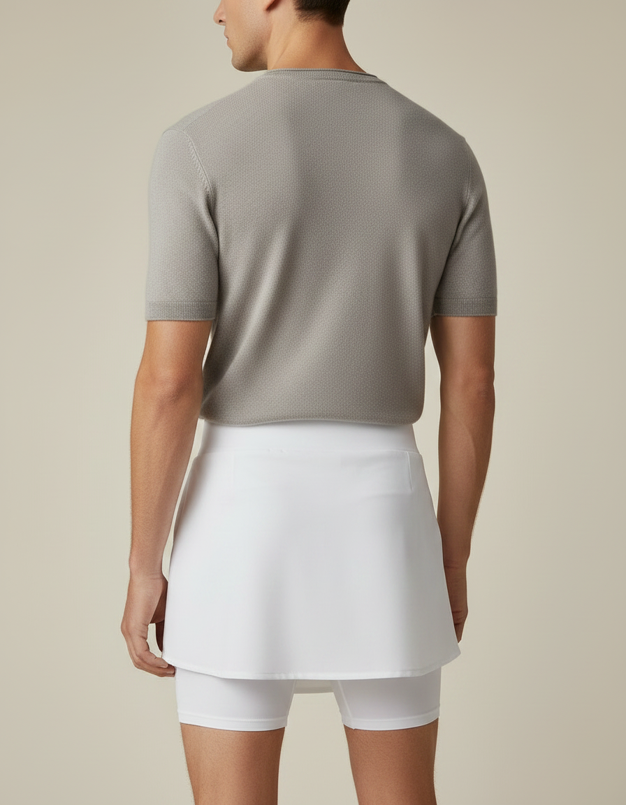 Pantalon Jupe Blanc Superposé Moulant Sportif Léger - Polyester - vue 2