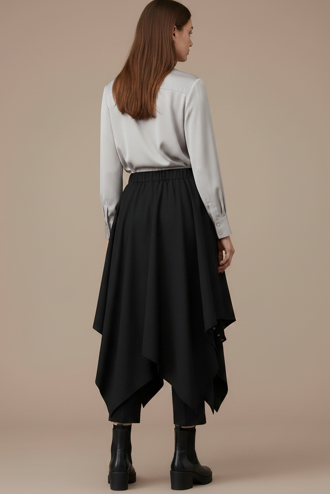 Pantalon Jupe Noir Asymétrique Gothique Punk Boucles - Polyester - vue 2