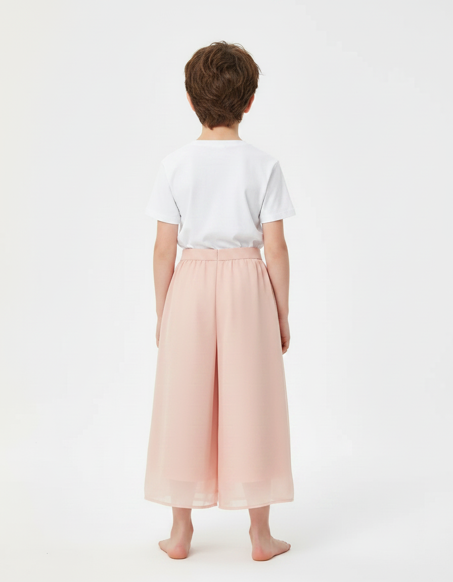 Pantalon Jupe Rose Fluide Plissé Enfant Léger - Polyester - vue 2
