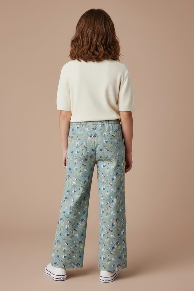 Pantalon Jupe Vert Imprimé Ample Décontracté Enfant - Coton - vue 2
