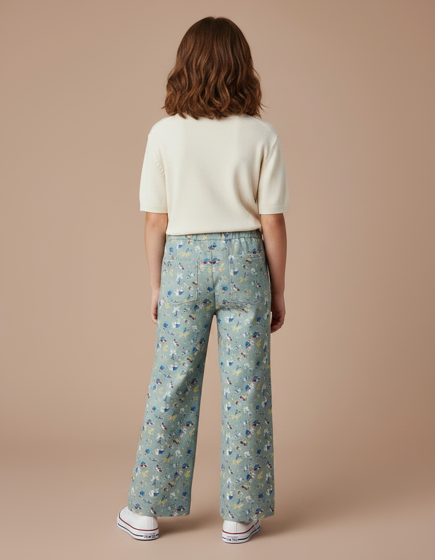 Pantalon Jupe Vert Imprimé Ample Décontracté Enfant - Coton - vue 2
