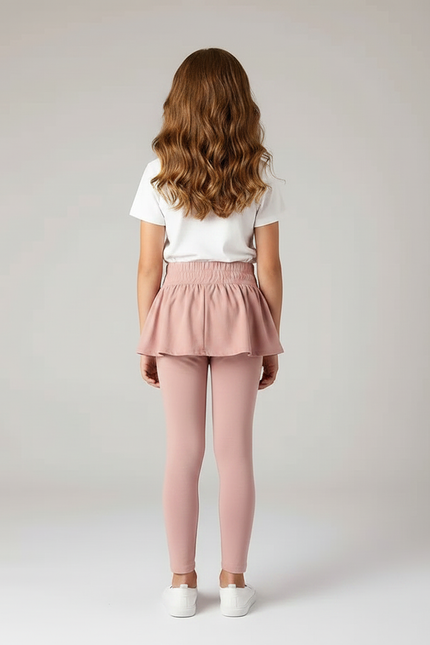 Pantalon Jupe Rose Fille Coton Intégré Confortable - vue 2
