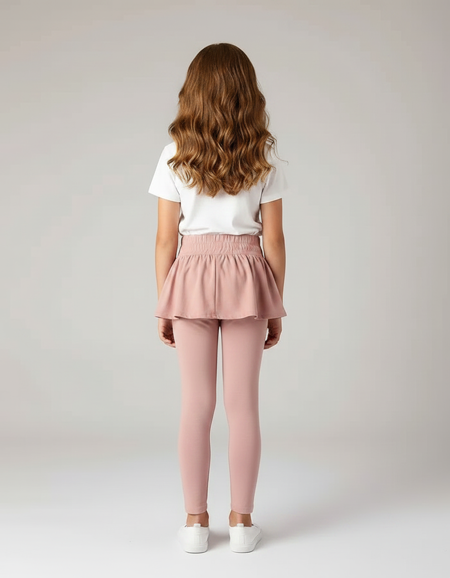 Pantalon Jupe Rose Fille Coton Intégré Confortable - vue 2
